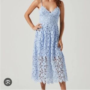 Blue Lace Midi Dress